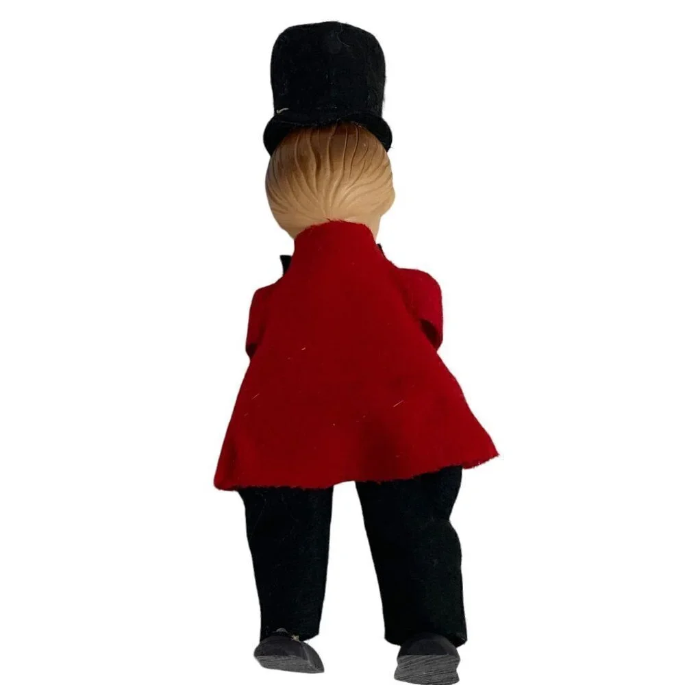 Vintage Christmas Figurine Christmas Caroler Musician Felt w/ Plastic Head  7.5